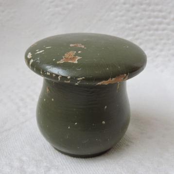 Vintage vlooienspel jaren '40/'50 groen hout paddestoel 8 cm beschikbaar voor biedingen