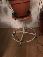 Vintage draaikruk, rond wit cirkel statief, Huis en Inrichting, Ophalen of Verzenden, Gebruikt, Hout