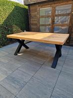 Tuintafel / Eettafel  steigerhout met metalen X poten, Ophalen, Zo goed als nieuw