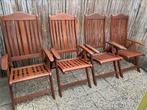 Houten Tuinstoelen met kussens. GEBRUIKSKLAAR., Tuin en Terras, Ophalen, Gebruikt, Hout, Verstelbaar