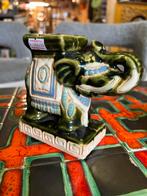 Vintage keramieken groene olifanten asbak, Verzamelen, Ophalen of Verzenden, Zo goed als nieuw, Dier