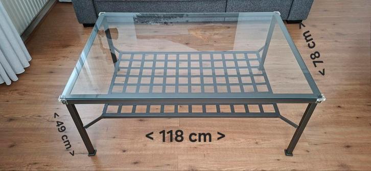 Salon tafel, Huis en Inrichting, Tafels | Sidetables, Gebruikt, 75 cm of meer, 150 tot 200 cm, Rechthoekig, Metaal, Ophalen