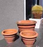 oude grote Italiaanse terracotta bloempotten diverse, Tuin en Terras, Gebruikt, 40 cm of meer, Rond, Terracotta