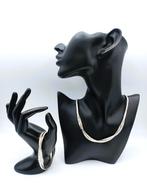 Prachtige zilveren set omega ketting + armband, 46 cm