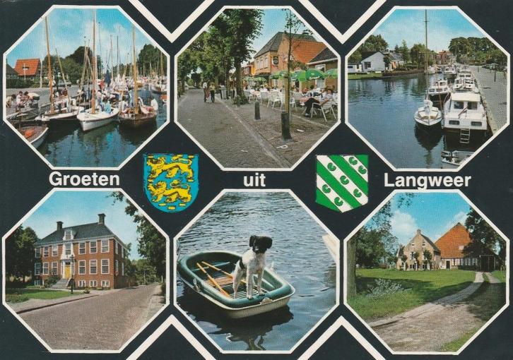 LANGWEER Haven Osinga State Terras Boerderij Groeten, Verzamelen, Ansichtkaarten | Nederland, Gelopen, Friesland, 1980 tot heden