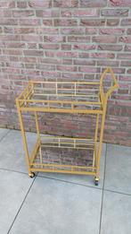 Keukentrolley Serveerwagen Goud met flessenhouder glas blad, Ophalen of Verzenden, Nieuw