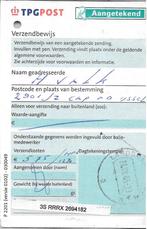 Bewijs van verzending van aangetekend stuk Logo TPG POST, Ophalen of Verzenden, Overige thema's