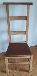 Bidstoeltje met leren zitting, Ophalen of Verzenden