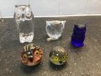5 vintage kristallen/ marmer uiltjes., Ophalen of Verzenden, Zo goed als nieuw, Dier