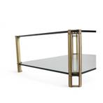 Peter Ghyczy Glass and Brass Coffee Table, 1970s, Vintage mid-century modern design, Gebruikt, 100 tot 150 cm, Glas