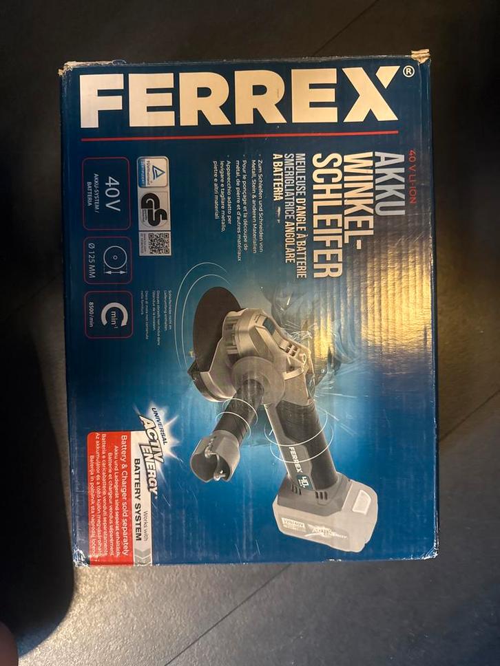 Ferrex 40V Accu Haakse Slijper - Nieuw in doos, Doe-het-zelf en Verbouw, Gereedschap | Schuurmachines, Nieuw, Overige typen, Minder dan 600 watt