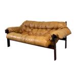 Percival Lafer bank sofa jaren 60 70 80 vintage leer, Ophalen, Tweepersoons, Rechte bank, Gebruikt