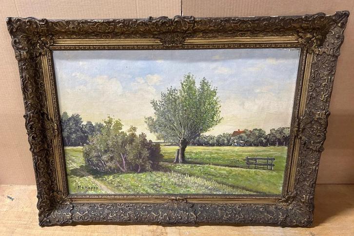 Schilderij M. v. Hoppe Landschap huisje, Antiek en Kunst, Kunst | Schilderijen | Klassiek, Ophalen