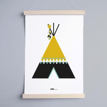 Kinderposter Poster Indiaan Tipi Oker A3 ANNIdesign beschikbaar voor biedingen