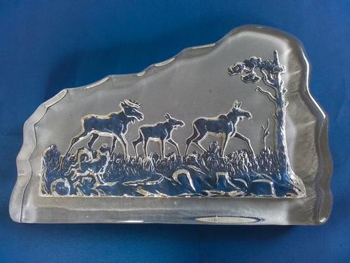 ZWEEDS  GLAS PLATEAU      ELAND GEZIN  Plus  HOND, Antiek en Kunst, Antiek | Glas en Kristal, Ophalen of Verzenden