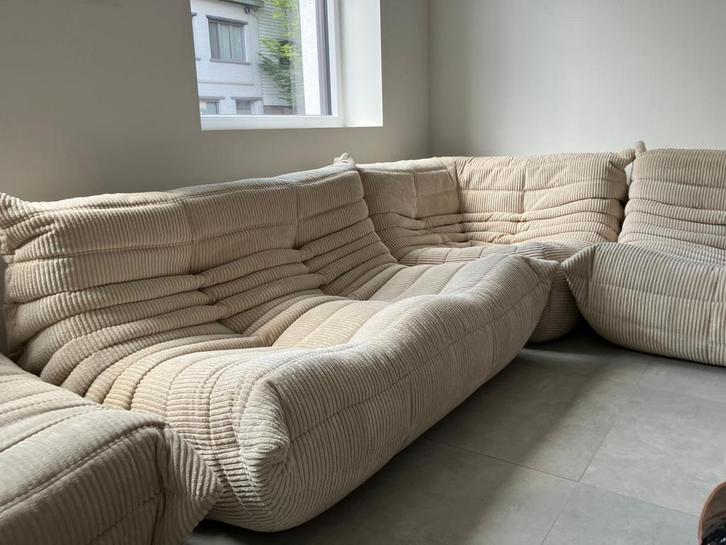 Modulaire ensemble in Beige Corduroy, Velours Côtelé, Huis en Inrichting, Banken | Complete zithoeken, Ophalen of Verzenden