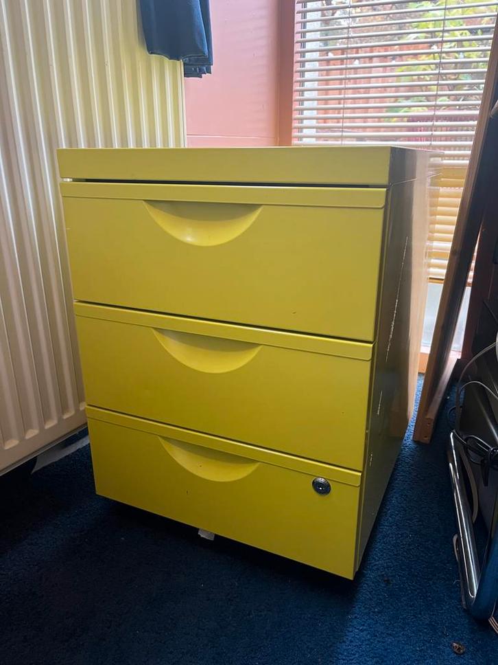 IKEA Erik Ladeblok - Geelgroen Staal, Huis en Inrichting, Kasten | Dressoirs, Gebruikt, Minder dan 50 cm, 25 tot 50 cm, Met lade(s)