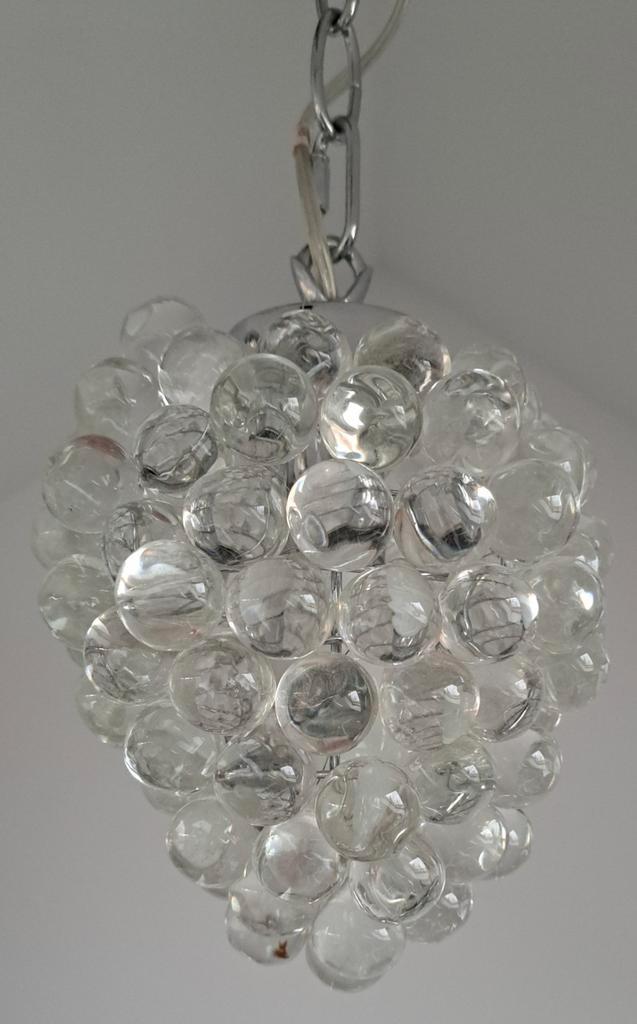 Vintage hanglamp druivenglas, Huis en Inrichting, Lampen | Hanglampen, Zo goed als nieuw, Minder dan 50 cm, Glas, Metaal, Ophalen of Verzenden
