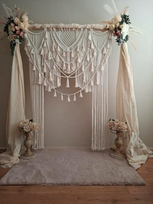 Macramé Backdrop - Boho Stijl - Bruiloft/Fotoshoot, Huis en Inrichting, Woonaccessoires | Overige, Nieuw, Ophalen