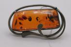 broche vintage met natuurlijke Baltische amber steen, Sieraden, Tassen en Uiterlijk, Broches, Overige materialen, 4 tot 7 cm, Bruin