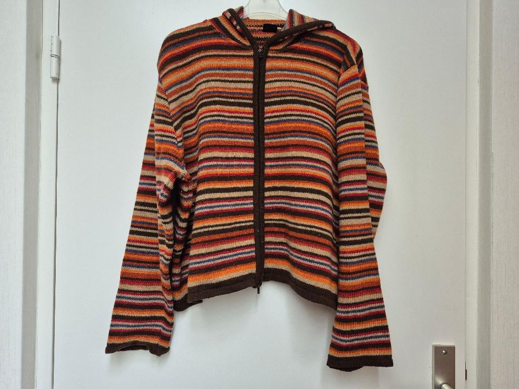 MISS ETAM POSITIE bruin / beige / oranje gestreept vest XL, Kleding | Dames, Positiekleding, Bruin, Trui of Vest, Maat 46/48 (XL) of groter