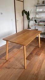 Houten tafel - Berken poten, Essen blad, Huis en Inrichting, Tafels | Eettafels, Ophalen, Gebruikt, 100 tot 150 cm, 50 tot 100 cm