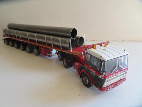 WSI DAF 2600 met Sleepas. Van Seumeren Met buizenoplegger, Hobby en Vrije tijd, Modelauto's | 1:50, Nieuw, Bus of Vrachtwagen