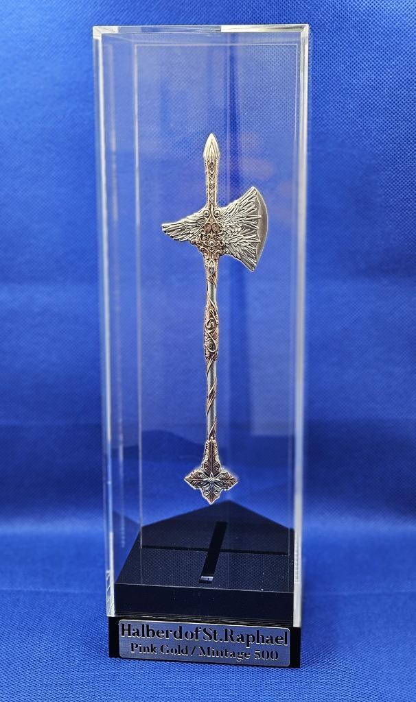 (9638) HELLEBAARD st RAPHAEL SILVER  24 CARAT GILDED 2,5 Oz., Postzegels en Munten, Edelmetalen en Baren, Zilver, Ophalen of Verzenden