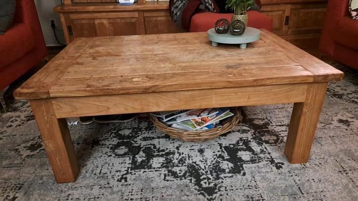 Teakhouten Salontafel - Robuust & Goed!, Huis en Inrichting, Tafels | Salontafels, Gebruikt, Minder dan 50 cm, 50 tot 100 cm, 100 tot 150 cm