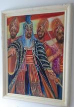 Groot olieverf schilderij perzie sultan krijgers b1, Ophalen of Verzenden