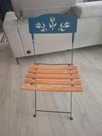 Klapstoel hout met blauw, Ophalen