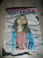 nirvana textiel poster 150cm x 100cm Kurt Cobain  grote text, Verzamelen, Ophalen, Zo goed als nieuw, Poster, Artwork of Schilderij
