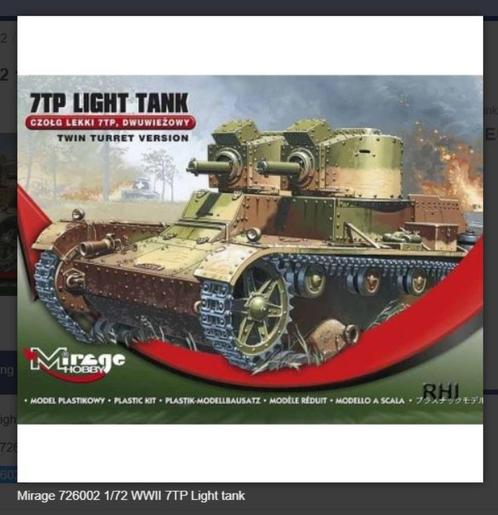 Bouwpakket Mirage-Hobby Mirage 726002 1/72 WWII 7TP Light ta, Hobby en Vrije tijd, Modelbouw | Auto's en Voertuigen, Nieuw, Tank