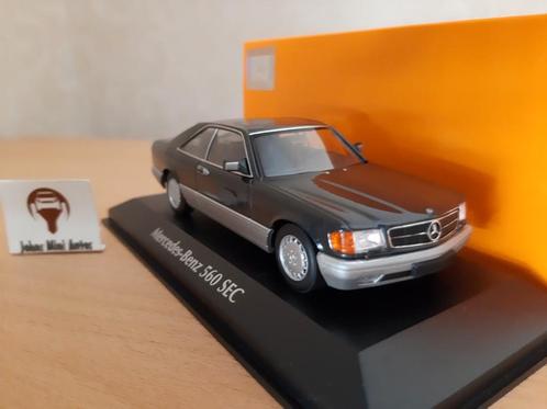 Mercedes Benz 560 SEC (C126) 1986 zwart met. Maxichamps 1:43, Hobby en Vrije tijd, Modelauto's | 1:43, Ophalen of Verzenden