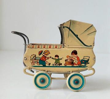 Oud Blikken Speelgoed Kinderwagen U.S. Zone Germany  beschikbaar voor biedingen