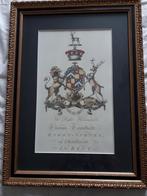 Prent familiewapen in lijst met glas, Ophalen of Verzenden, 1980 tot heden