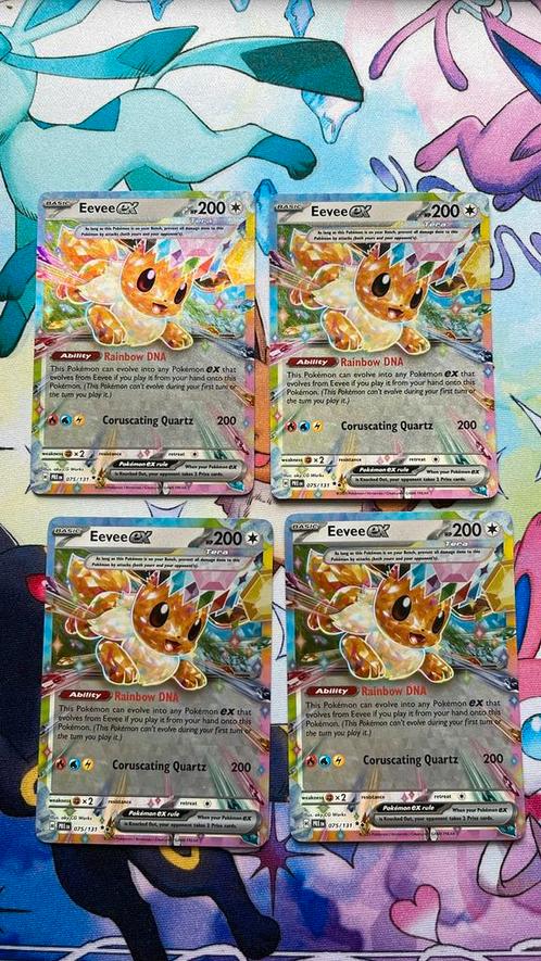 Eevee Ex 075/131 Prismatic Evolutions, Hobby en Vrije tijd, Verzamelkaartspellen | Pokémon, Zo goed als nieuw, Losse kaart, Ophalen of Verzenden