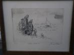 Mooi etsje Thuiskomst van de Vissers, Antiek en Kunst, Kunst | Etsen en Gravures, Ophalen of Verzenden
