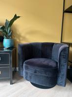 Dutchbone Flower fauteuil (draaiend) - zwart velvet/fluweel, Huis en Inrichting, Fauteuils, Ophalen, Gebruikt, 75 tot 100 cm, Botanisch chic