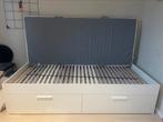 Brimnes bed 1 persoon met 2 lades + matras, Huis en Inrichting, Slaapkamer | Bedden, Ophalen, 90 cm, Eenpersoons, Wit