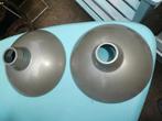 2 zilverkleurige metalen identieke hanglampenkappen, Ophalen of Verzenden, Zo goed als nieuw, Metaal, Minder dan 50 cm