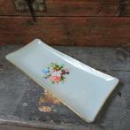 Vintage cakeschaal glas retro melkglas bloemen cake schaal, Antiek en Kunst, Ophalen of Verzenden