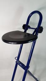 Strijkstoel blauw metaal, werkstoel verstelbaar. S39, Huis en Inrichting, Bureaus, In hoogte verstelbaar, Gebruikt, Ophalen of Verzenden