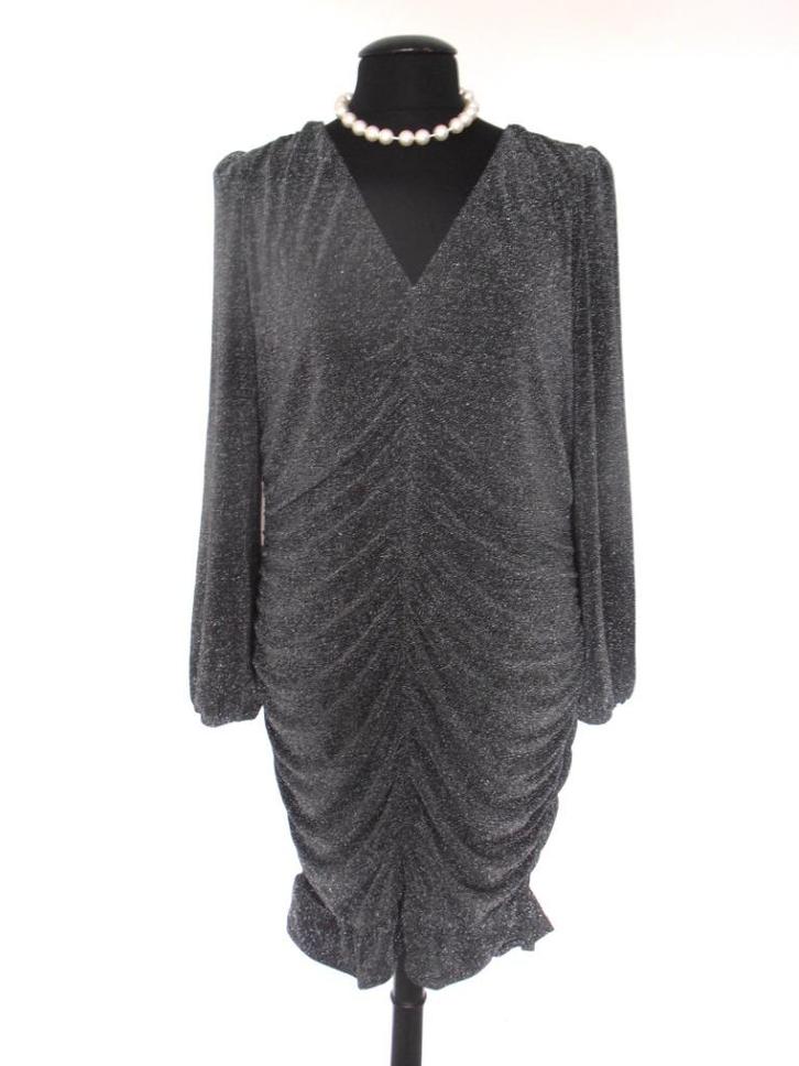 NIEUWE M&S prachtige zwart zilveren stretch jurk - 46, Kleding | Dames, Jurken, Nieuw, Maat 46/48 (XL) of groter, Zwart, Onder de knie