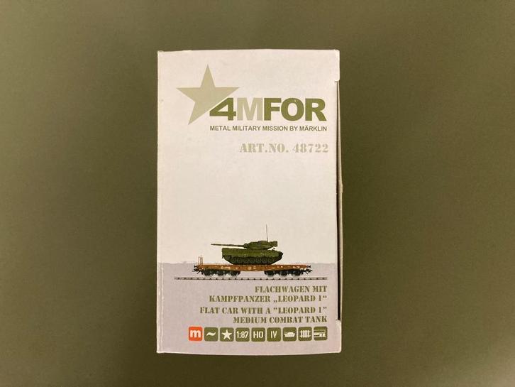 Märklin H0 / 48722 4MFOR Zwaarlastwagen Leopard 1 tank, Hobby en Vrije tijd, Modeltreinen | H0, Zo goed als nieuw, Wagon, Wisselstroom