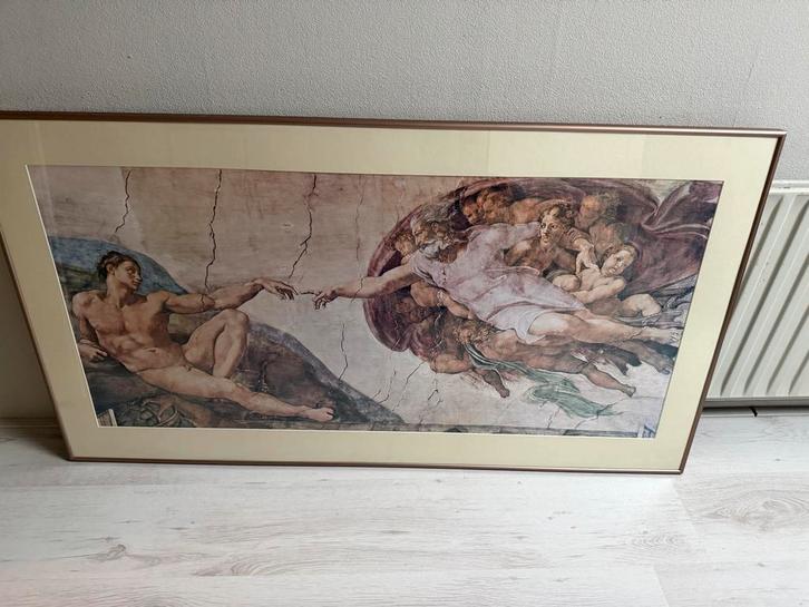 Ingelijste poster - De Schepping van Adam, Antiek en Kunst, Kunst | Schilderijen | Klassiek, Ophalen