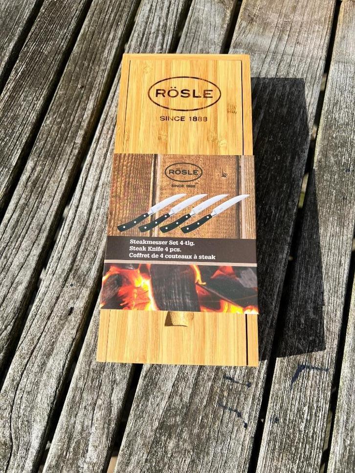 Nieuwe set 4 Rosle steakmessen, Huis en Inrichting, Keuken | Potten en Pannen, Nieuw, Overige typen, Overige materialen, Ophalen