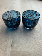 Waxinelicht houder blauw panter 2 stuks, Overige materialen, Blauw, Ophalen of Verzenden, Zo goed als nieuw