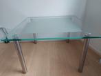 Gratis, salontafel, tafel, glas, vierkant, metalen poten., Huis en Inrichting, Tafels | Salontafels, Ophalen, Gebruikt, 50 tot 100 cm