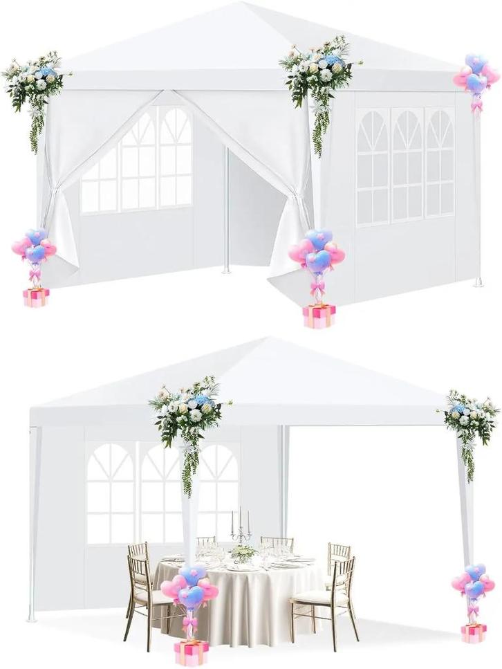 Tuinpaviljoen - Pop-up Kliksysteem - 3 x 3 m - Wit, Tuin en Terras, Partytenten, Nieuw, Partytent, 2 meter of meer, Minder dan 5 meter